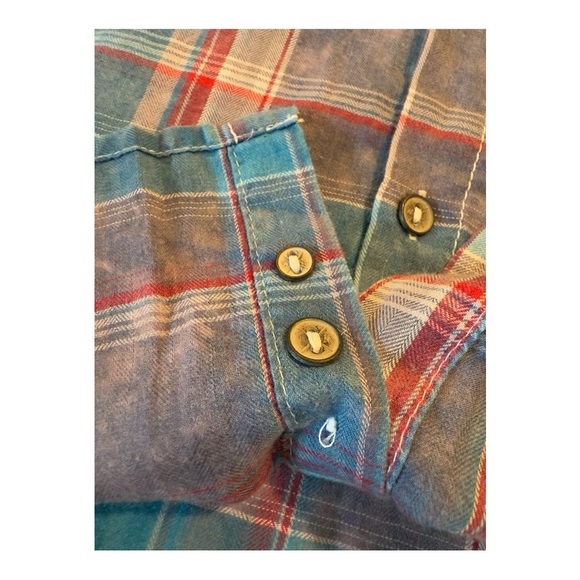 Buckle Depart West Plaid Lightweight Cotton Button Down Shirt Large Blue Grey - Picture 4 of 15